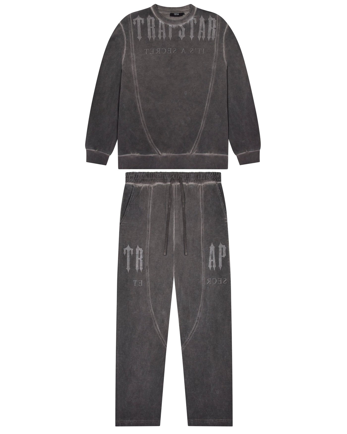 DECONSTRUCTED DECODED OIL WASH TRACKSUIT - GREY*