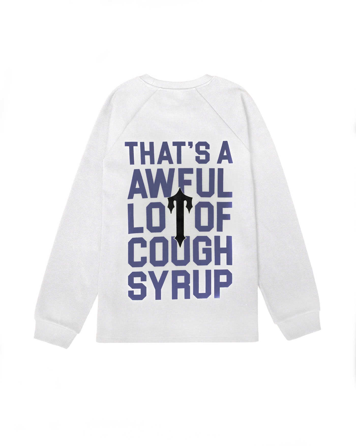 TRAPSTAR X COUGH SYRUP BENJAMIN FRANKLIN LS WAFFLE TEE - WHITE/PURPLE