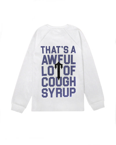 TRAPSTAR X COUGH SYRUP BENJAMIN FRANKLIN LS WAFFLE TEE - WHITE/PURPLE