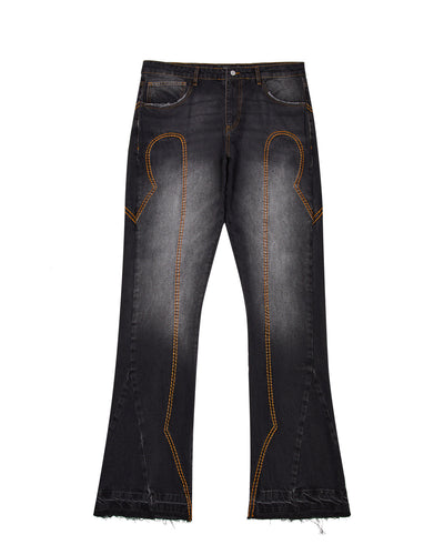 IRONGATE T PANEL DENIM JEANS - WASHED BLACK*