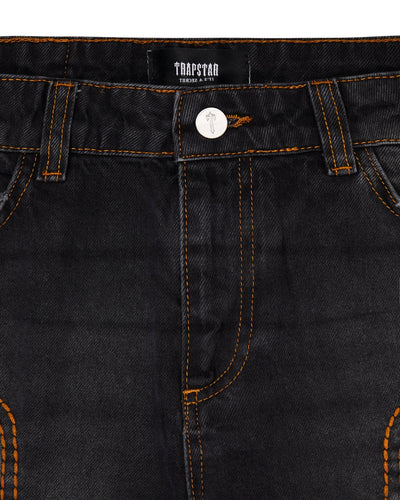 IRONGATE T PANEL DENIM JEANS - WASHED BLACK*