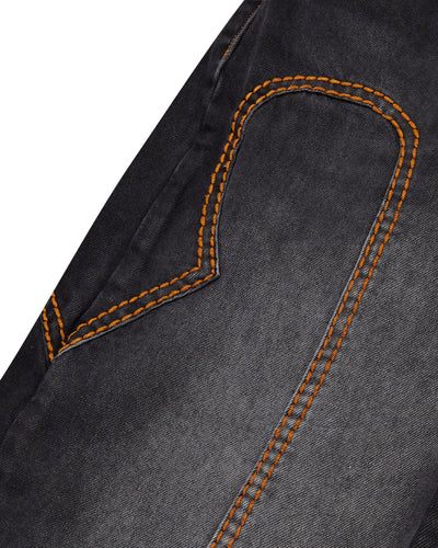 IRONGATE T PANEL DENIM JEANS - WASHED BLACK*