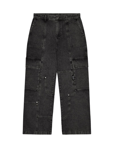 DENIM CARPENTER PANTS - GREY*