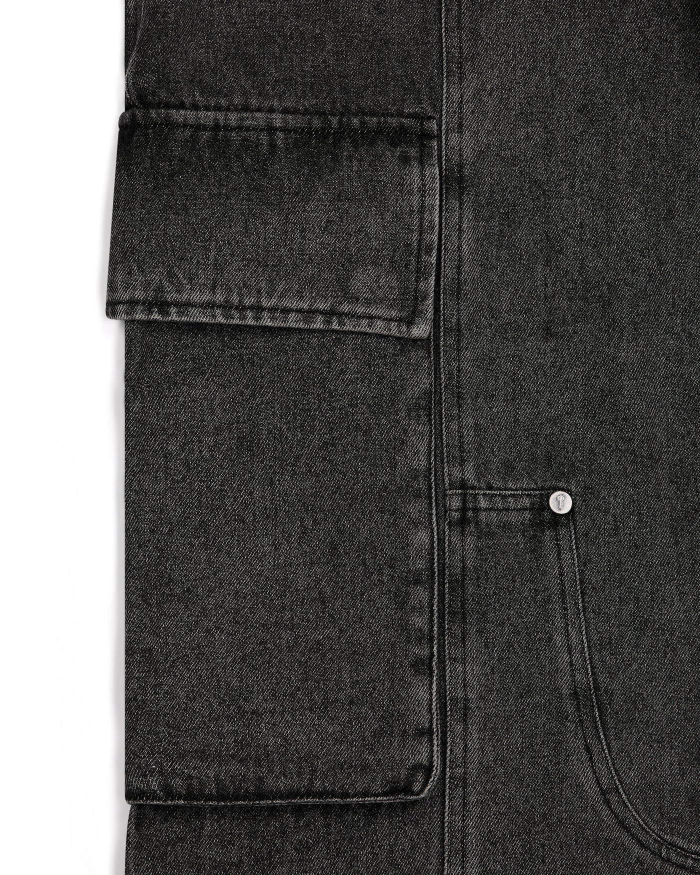 DENIM CARPENTER PANTS - GREY*