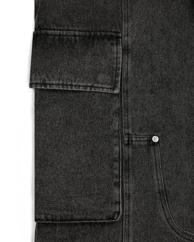 DENIM CARPENTER PANTS - GREY*