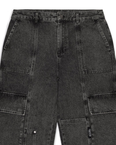DENIM CARPENTER PANTS - GREY*