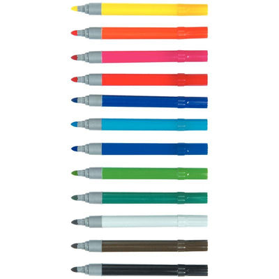 Pochette de 12 feutres pointe large assortis