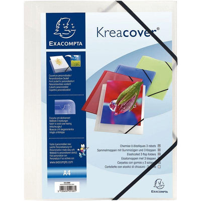 Chemise 3 rabats à élastiques personnalisable KREACOVER en polypropylène incolore