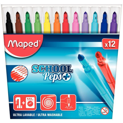 Pochette de 12 feutres Schoolpeps assortis