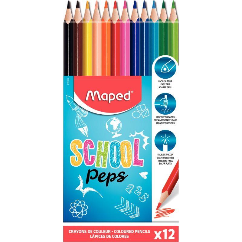Pochette de 12 crayons de couleur Schoolpeps